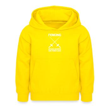 Fechten Sprüche Lustiges Fechten Geschenk - Kinder Hoodie - Gelb - Vorne - AI Model Kid Female (0cm)