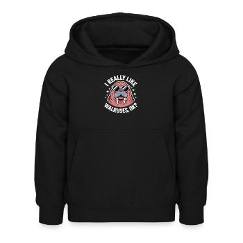 Cadeau drôle de morse qui dit le morse - Sweat à capuche Enfant - noir - Devant - AI Model Kid Female (0cm)