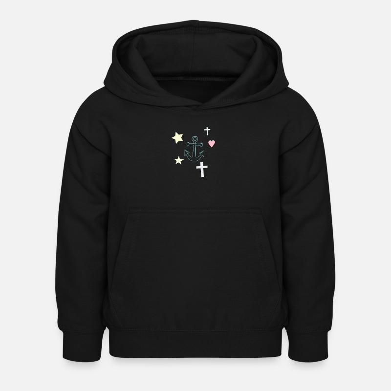 Ancre pastel avec étoiles et cœur - Sweat à capuche Enfant - noir