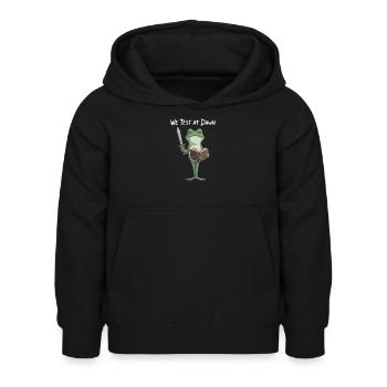 Lecture du Chevalier Grenouille à l’aube - Sweat à capuche Enfant - noir - Devant - AI Model Kid Female (0cm)