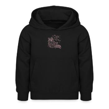 Cute But Feral Raccoon Coffee Shirt - Kids Hoodie - black - Front - AI Model Kid Female (0cm)
