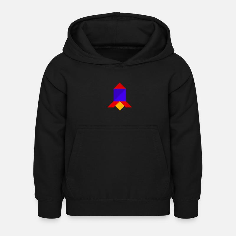 Fusée - Tangram - Sweat à capuche Enfant - noir
