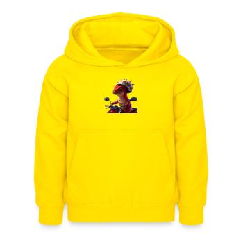 Happy Dino - Kinder Hoodie - Gelb - Vorne - AI Model Kid Female (0cm)