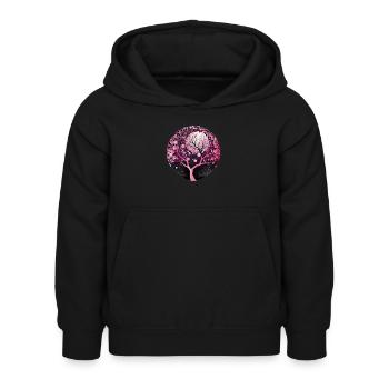 Nature Géométrie Cerisier Fleur - Sweat à capuche Enfant - noir - Devant - AI Model Kid Female (0cm)