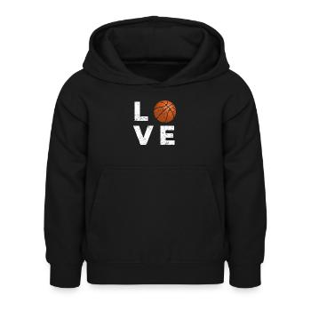 Basketball amour - Sweat à capuche Enfant - noir - Devant - AI Model Kid Female (0cm)