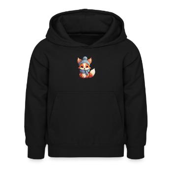 Tiere im Winter Fuchs - Kinder Hoodie - Schwarz - Vorne - AI Model Kid Female (0cm)