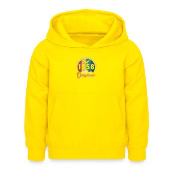 Die Legenden wurden im Jahrgang 1958 geboren - Kinder Hoodie - Gelb - Vorne - AI Model Kid Female (0cm)