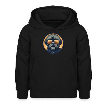 Shih Tzu mit Sonnenbrille, Löwenhund, Pekinese, Ch - Kinder Hoodie - Schwarz - Vorne - AI Model Kid Female (0cm)