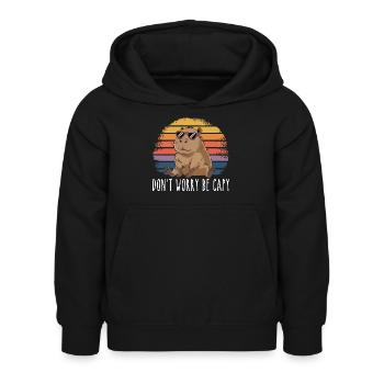 Retro Nagetier Lustiges Wasserschwein Sei unbesorgt Sei Kapier - Kinder Hoodie - Schwarz - Vorne - AI Model Kid Female (0cm)