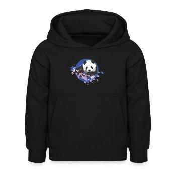 panda,pandabär,bunt,graffiti,kirschblüte - Kinder Hoodie - Schwarz - Vorne - AI Model Kid Female (0cm)