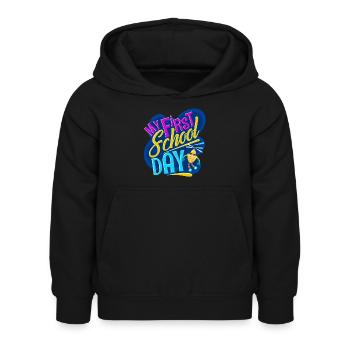 Scolarisation des écoliers - Sweat à capuche Enfant - noir - Devant - AI Model Kid Female (0cm)
