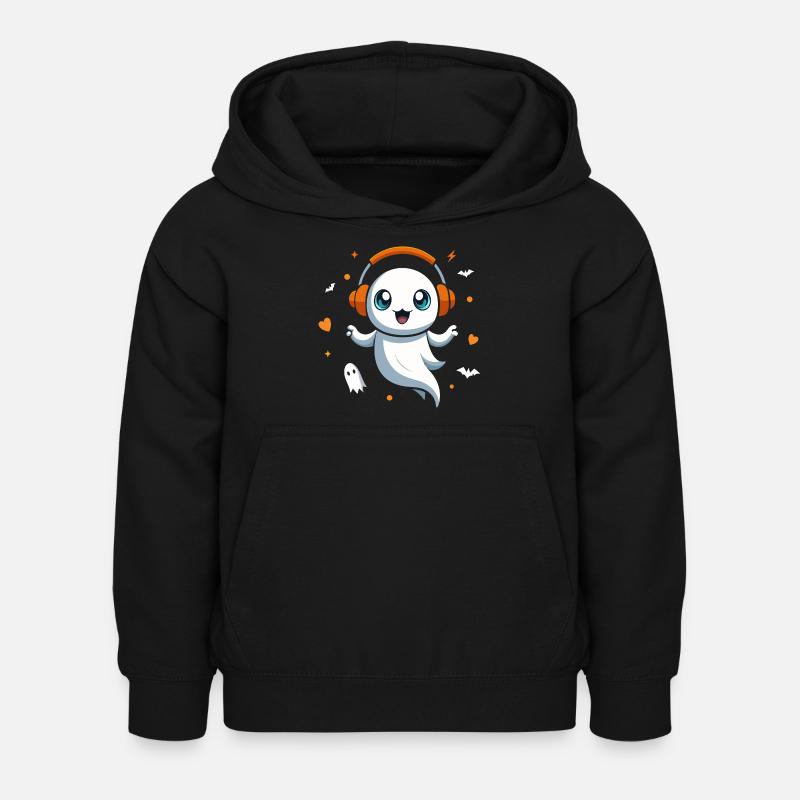Fantôme mignon avec des écouteurs - Halloween - Sweat à capuche Enfant - noir