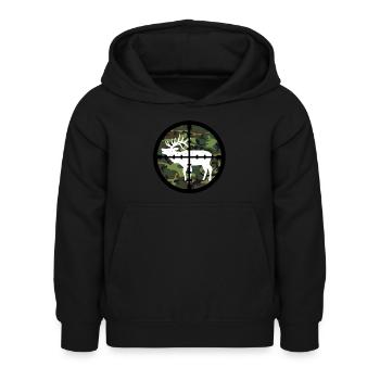 Jäger Jagen Elch - Kinder Hoodie - Schwarz - Vorne - AI Model Kid Female (0cm)