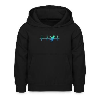 Handballer Herzschlag Handball Handballspieler - Kinder Hoodie - Schwarz - Vorne - AI Model Kid Female (0cm)