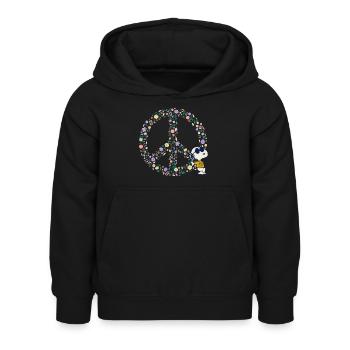Peanuts Snoopy Peace Zeichen Frieden - Kinder Hoodie - Schwarz - Vorne - AI Model Kid Female (0cm)