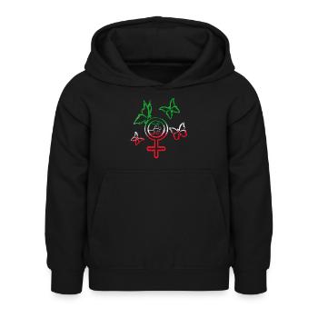 woman life freedom, schmetterlinge,iran,flagge - Kinder Hoodie - Schwarz - Vorne - AI Model Kid Female (0cm)