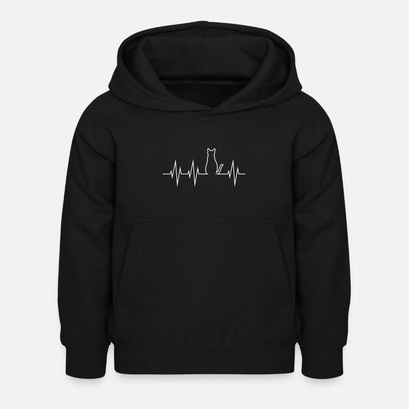 Battement de cœur de chat - Sweat à capuche Enfant - noir
