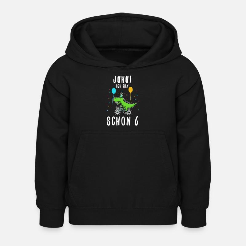 Ich bin schon 6 Dino - Kinder Hoodie - Schwarz