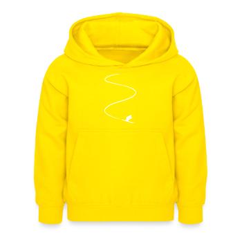 Alpin Ski Skifahrer Skipiste Minimalistisch - Kinder Hoodie - Gelb - Vorne - AI Model Kid Female (0cm)