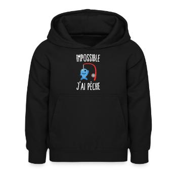 Impossible j'ai pêche - Sweat à capuche Enfant - noir - Devant - AI Model Kid Female (0cm)