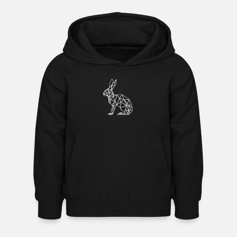 Géométrique Lapin Lignes mignonnes Lapin - Sweat à capuche Enfant - noir