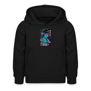 K-Pop Korea Popmusik Mädchen Kopfhörer Neon Pink - Kinder Hoodie - Schwarz - Vorne - AI Model Kid Female (0cm)