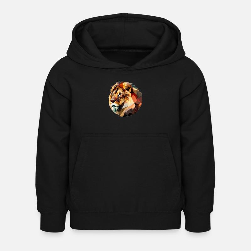 Vector Lion's Head Profile Gift - Kids Hoodie - black