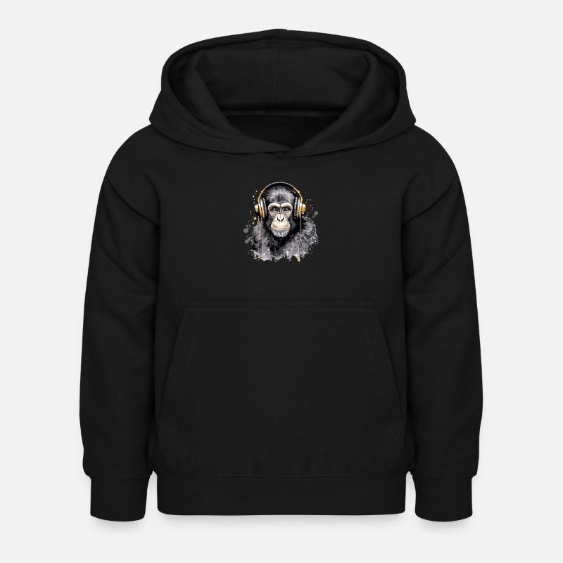 Kili, der audiophile Affe - Kinder Hoodie - Schwarz