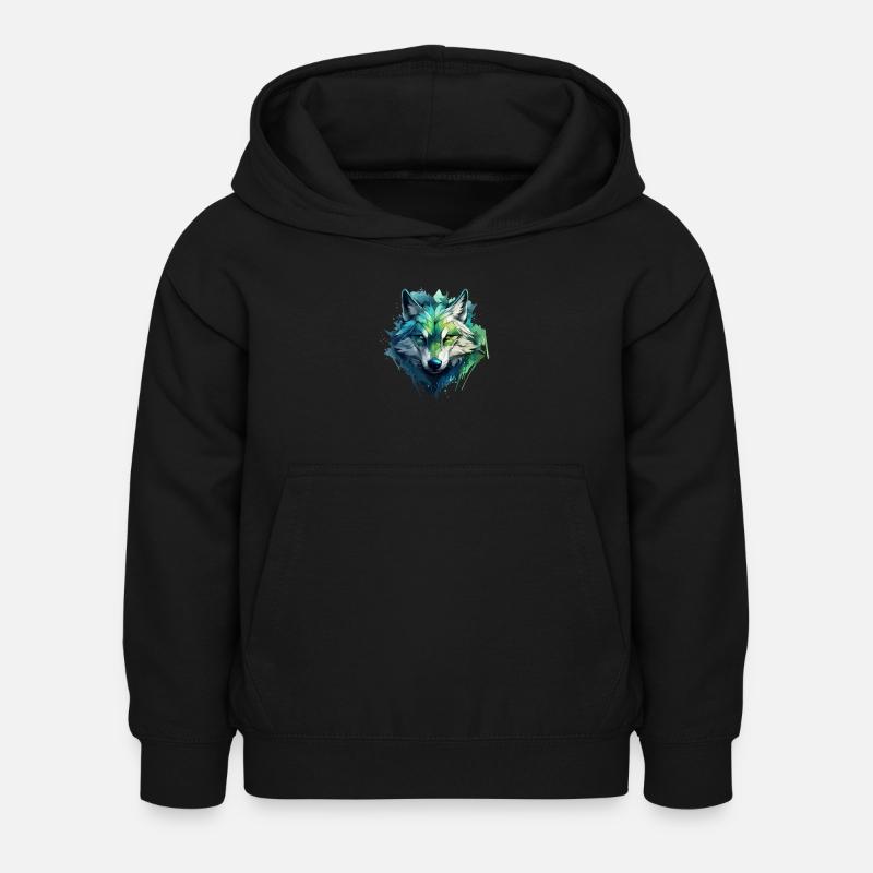 Blue Wolf Graffiti - Kids Hoodie - black