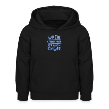 Instructeur de respiration - Sweat à capuche Enfant - noir - Devant - AI Model Kid Female (0cm)