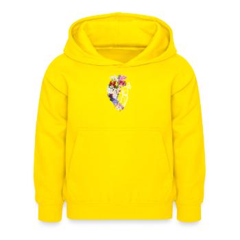 Cœur anatomique floral - Sweat à capuche Enfant - jaune - Devant - AI Model Kid Female (0cm)
