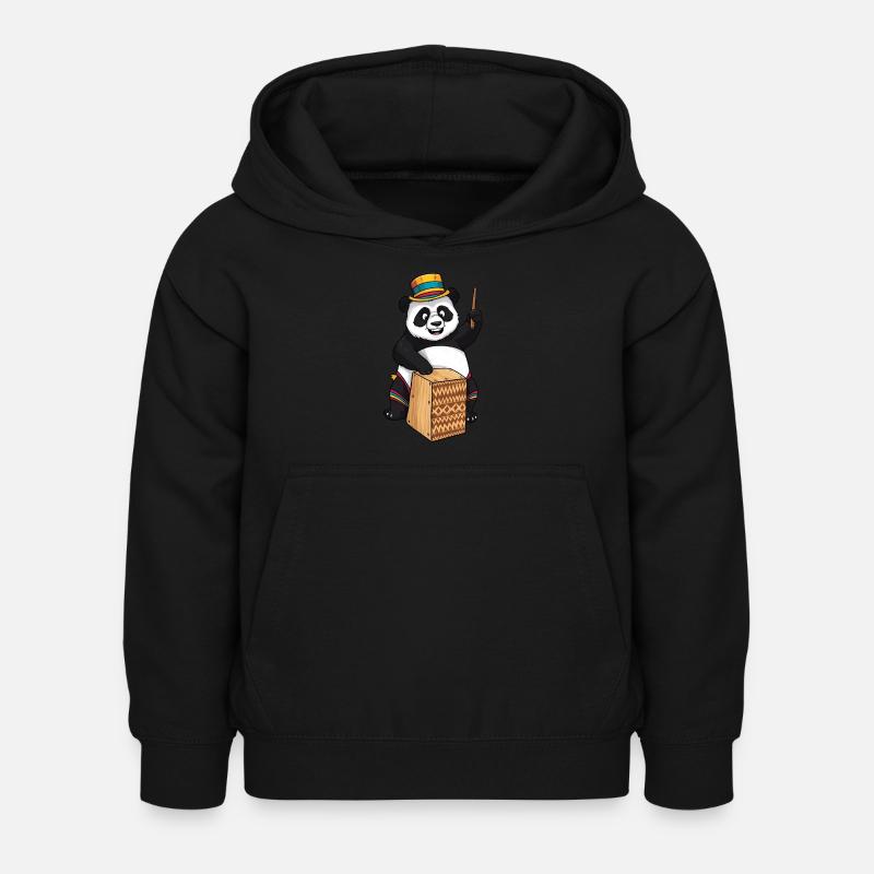 Cajon-Schlagzeuger - Kinder Hoodie - Schwarz