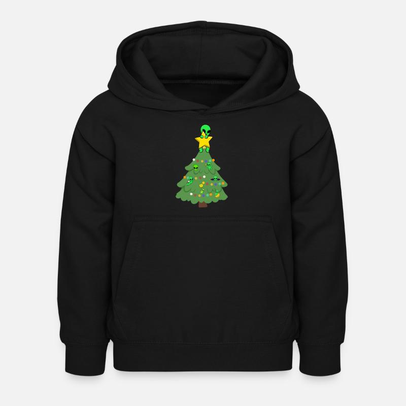 Außerirdischer Weihnachtsbaum - Kinder Hoodie - Schwarz