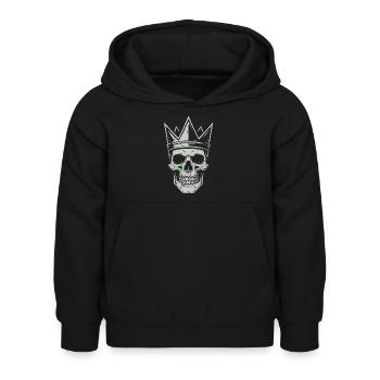 Krone Totenkopf Motiv für Skull und Rock Fans - Kinder Hoodie - Schwarz - Vorne - AI Model Kid Female (0cm)