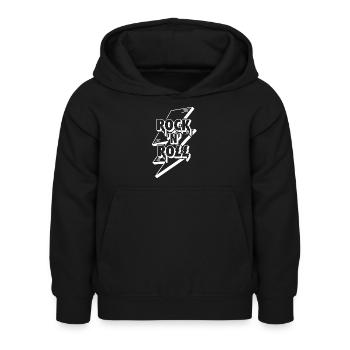 Rock 'n' Roll Lightning Bolt 3D-Logo - Kinder Hoodie - Schwarz - Vorne - AI Model Kid Female (0cm)