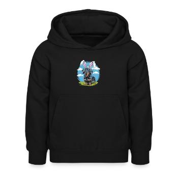 Funny dachshund with rabbit ears - Kids Hoodie - black - Front - AI Model Kid Female (0cm)