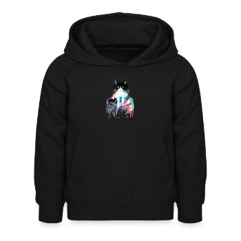 smoking, chat, costume, graffiti, smoking - Sweat à capuche Enfant - noir - Devant - AI Model Kid Female (0cm)