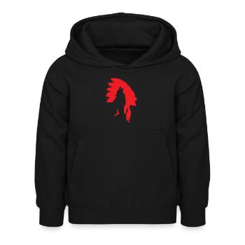 Indiens - Chef indien avec loup - Sweat à capuche Enfant - noir - Devant - AI Model Kid Female (0cm)