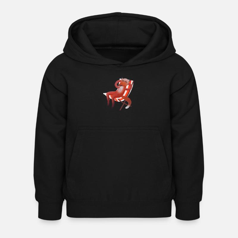 Sunbathing Fox (without sun) - Kids Hoodie - black