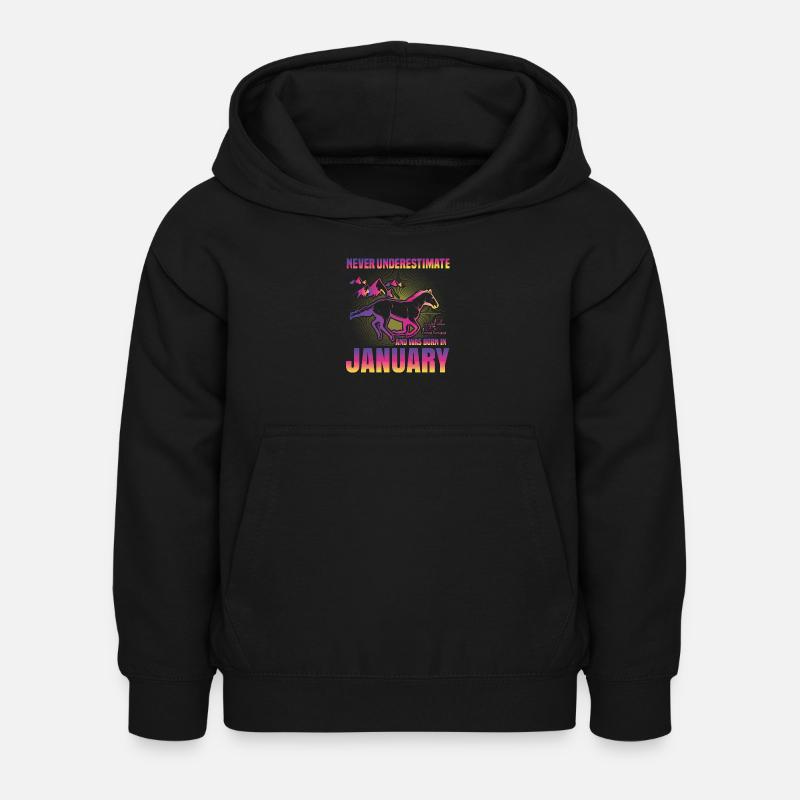Dieses Mädchen liebt Pferde | Januar - Kinder Hoodie - Schwarz