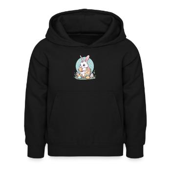 Osterhase - Kinder Hoodie - Schwarz - Vorne - AI Model Kid Female (0cm)