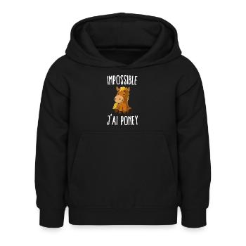 Impossible j'ai poney - Sweat à capuche Enfant - noir - Devant - AI Model Kid Female (0cm)