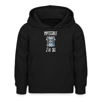 Impossible j'ai ski - Sweat à capuche Enfant - noir - Devant - AI Model Kid Female (0cm)