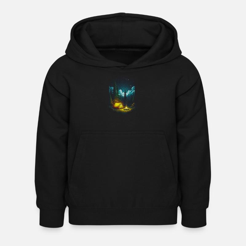 Nuit étoilée, feu de camp, scène de forêt - Sweat à capuche Enfant - noir