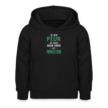 Je n'ai peur de rien mon papa est Marocain - Sweat à capuche Enfant - noir - Devant - AI Model Kid Female (0cm)