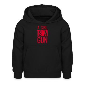 Une fille est une arme à feu - Sweat à capuche Enfant - noir - Devant - AI Model Kid Female (0cm)