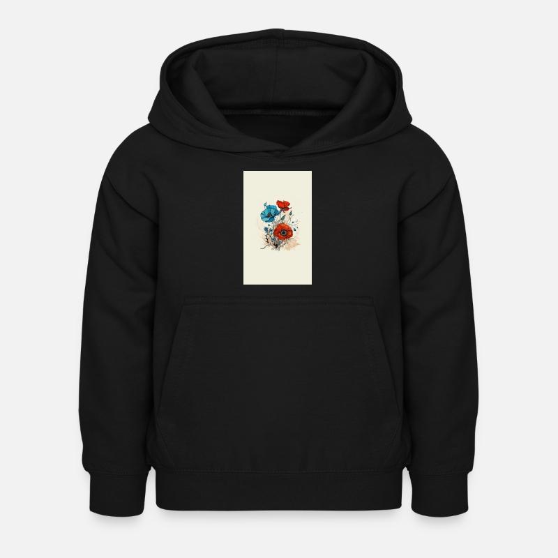 Coquelicots - Sweat à capuche Enfant - noir