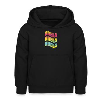 Adela T-Shirt mit Welleneffekt T-Shirt mit Welleneffekt - Kinder Hoodie - Schwarz - Vorne - AI Model Kid Female (0cm)
