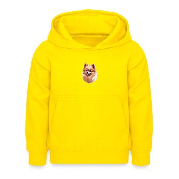 Chien de Poméranie - Sweat à capuche Enfant - jaune - Devant - AI Model Kid Female (0cm)