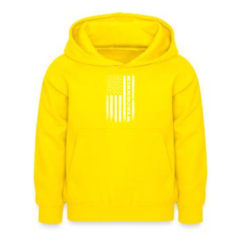 Flagge USA Wisconsin Bundesstaat Geschenk - Kinder Hoodie - Gelb - Vorne - AI Model Kid Female (0cm)